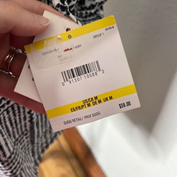 Kasper Womens Blouse Houndstooth Print Half Sleeve Black & White Size Medium NWT - Picture 7 of 10